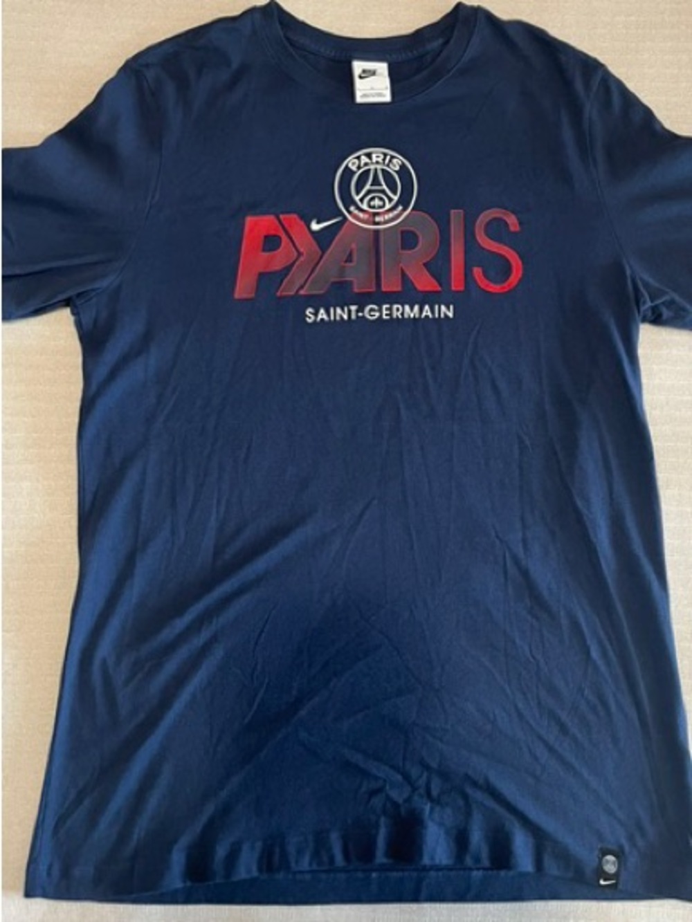Nike Navy Paris Saint-Germain Red Logo Short Sleeve Tee